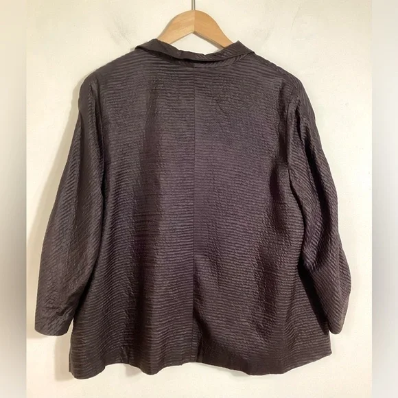 Eileen Fisher Silk Wool Crinkle Jacket Large - Picture 5 of 14